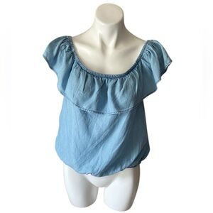 Arizona Jeans Women’s Chambray Sleeveless Blouse Size Large